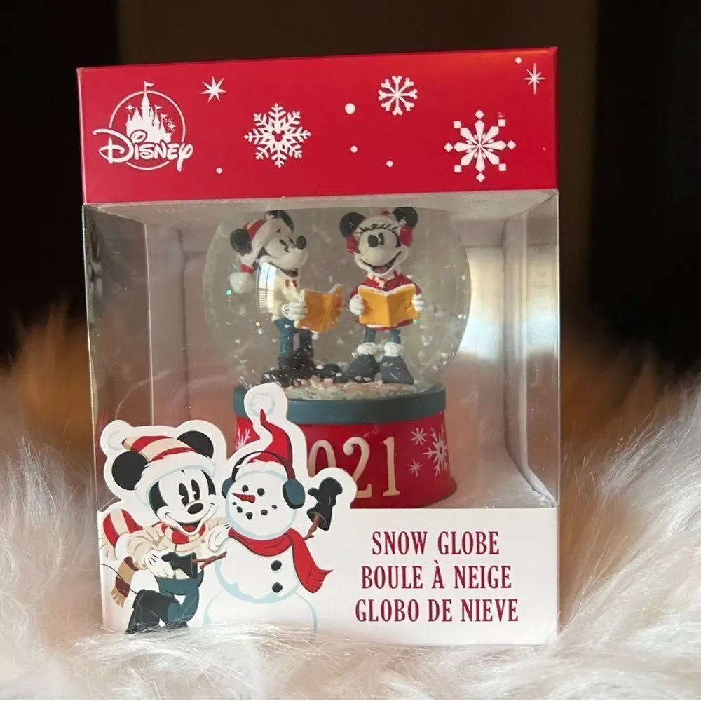 NEW Mickey & Minnie Mouse 2021 Holiday Snow Globe New NIB Disney *Ships Now*